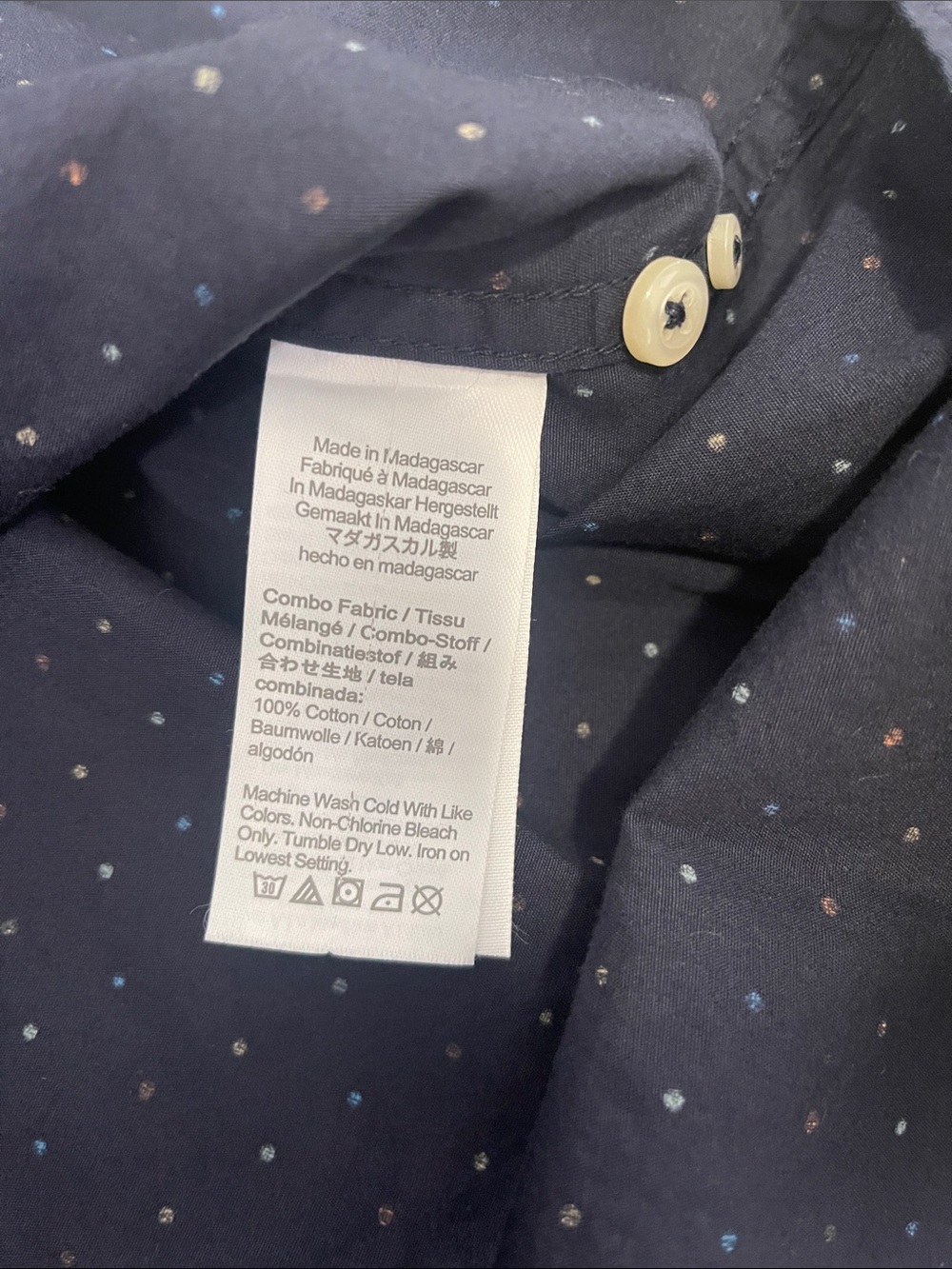J. Crew Navy Button-Down Shirt with White Polka Dots - Picture 3 of 5